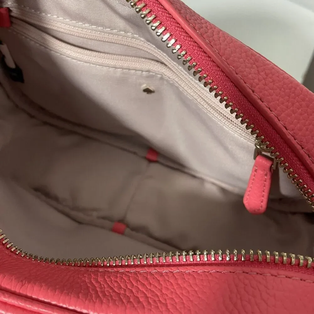 Kate Spade Peach Melba Pink Leather Camera Bag Crossbody With Matching KS Wallet